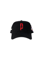 Corduroy Snapback- Black w/ Red under the brim